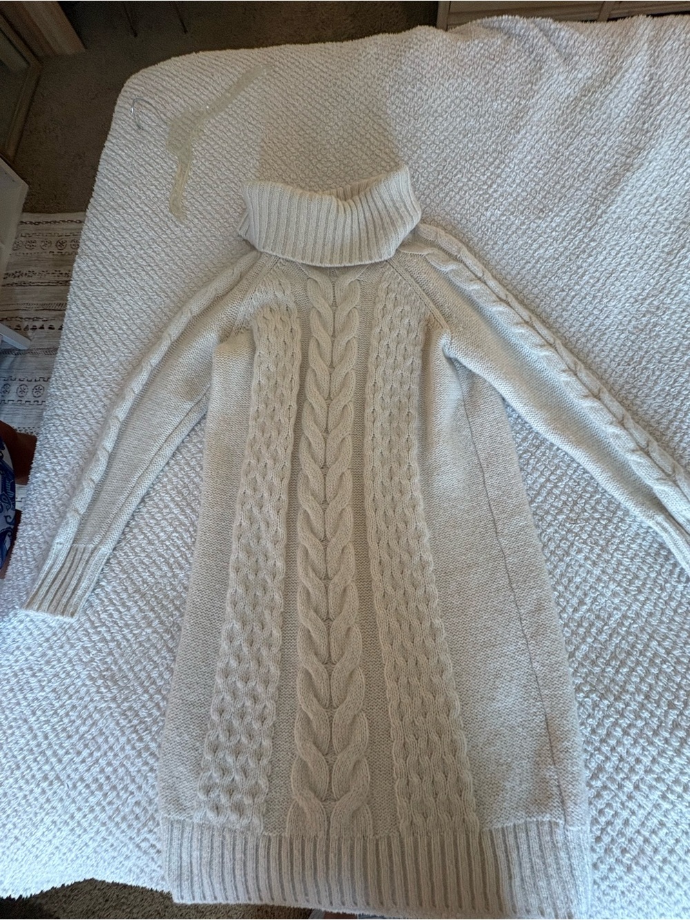 Banana Republic Cream Cable-Knit Turtleneck Sweater Dress